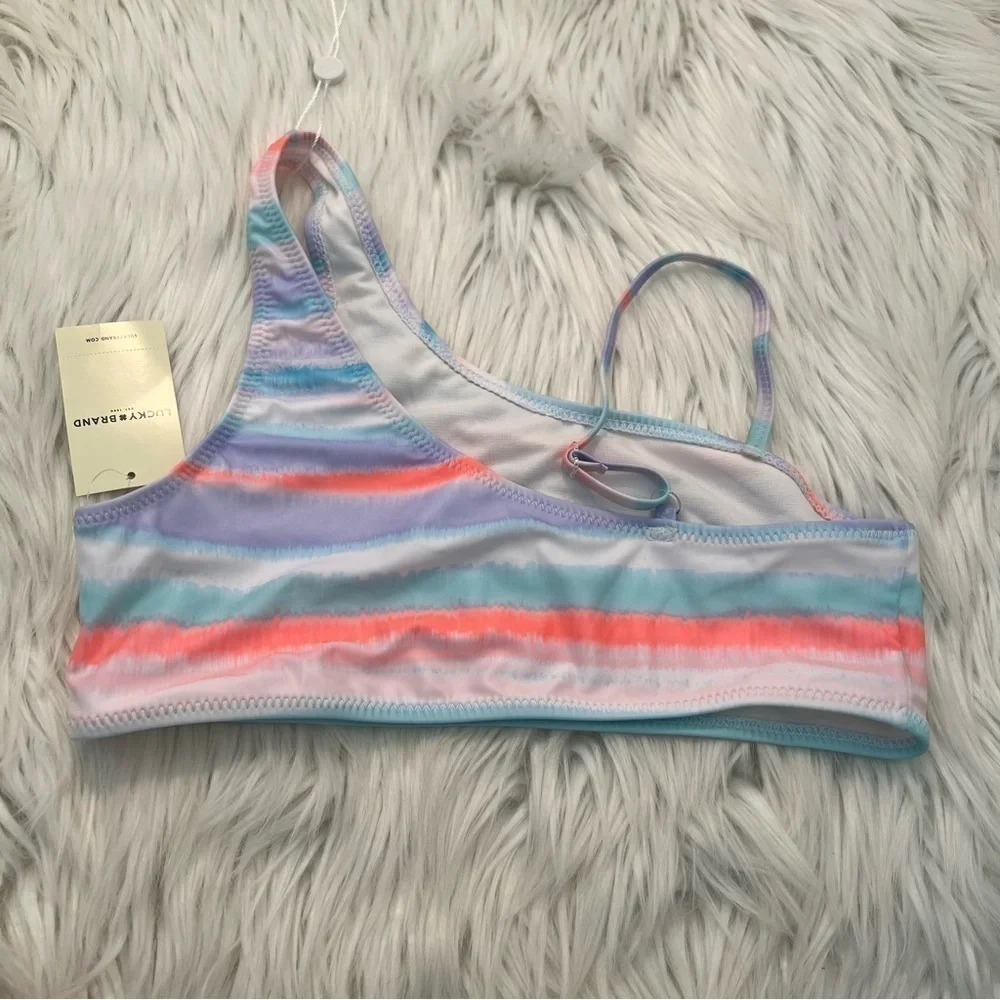 Lucky Brand Girls Size XL 16 Bikini Top Blue Tint One Shoulder Stretch Purple